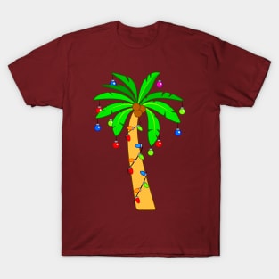 Tropical Palm Tree Decorated for Christmas T-Shirt